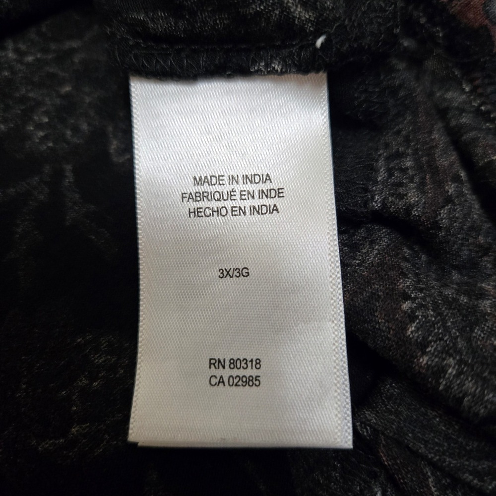 Lucky Brand Womens 3X Floral Henley Tunic Top 3/4 Sleeve Black Boho Viscose‎ - Picture 16 of 16